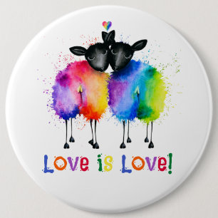 Badge Rond 15,2 Cm Moutons arc-en-ciel LGBTQ Amour est Amour 