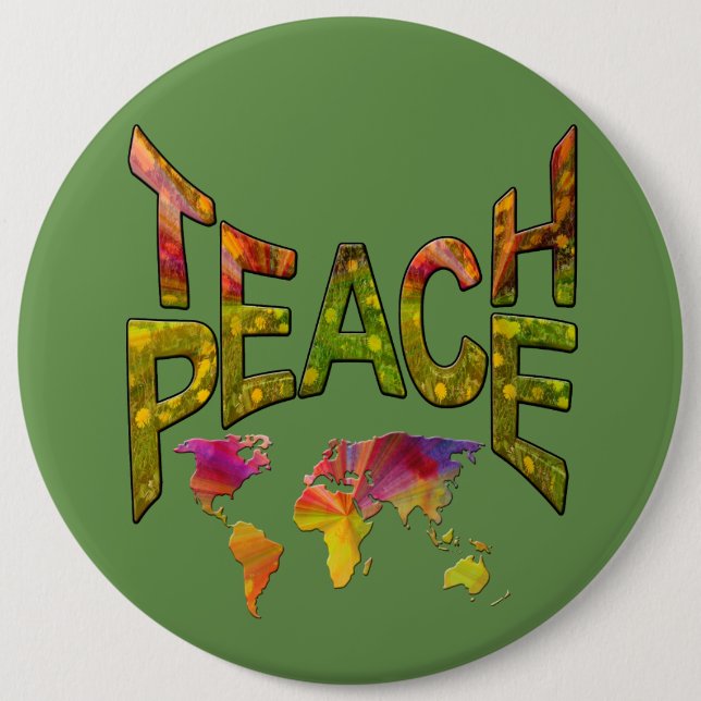 Badge Rond 15,2 Cm Mouvement Teach-Peace (Devant)