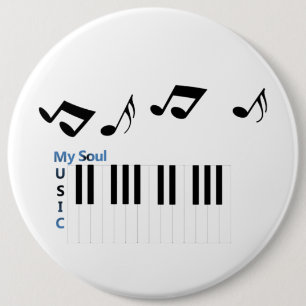 Badge Rond 15,2 Cm Musique Piano Key Music Note
