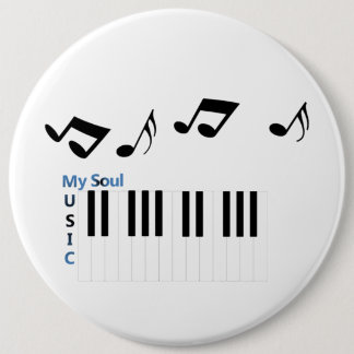 Badge Rond 15,2 Cm Musique Piano Key Music Note