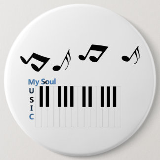 Badge Rond 15,2 Cm Musique Touche de Piano Note de Musique