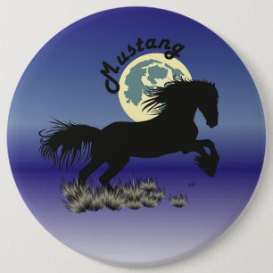 Badge Rond 15,2 Cm Mustang pour amateur de chevaux Button