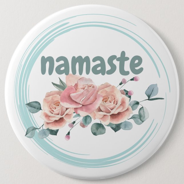 Badge Rond 15,2 Cm Namaste (Devant)