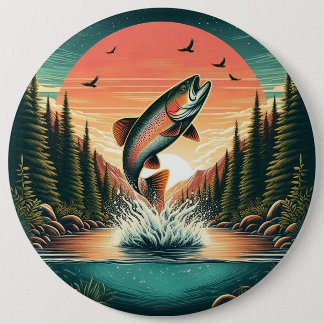 Badge Rond 15,2 Cm Nature extérieure de la truite (Devant)