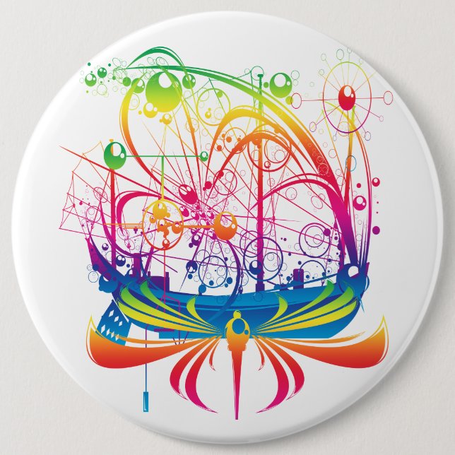Badge Rond 15,2 Cm Navire (Devant)