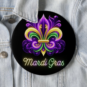 Badge Rond 15,2 Cm Neon Mardi Gras Fleur de lis coloré
