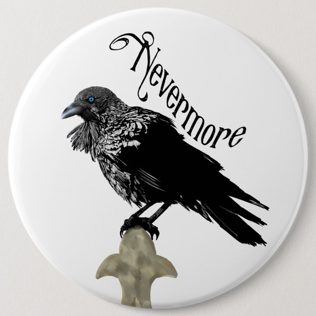 Badge Rond 15,2 Cm Nevermore Raven (Devant)
