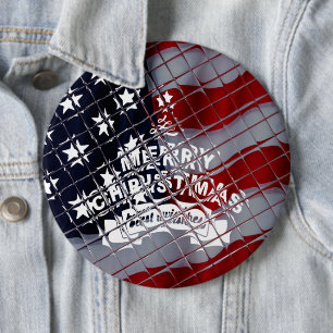Badge Rond 15,2 Cm Noël aux USA : Fête de la Liberté