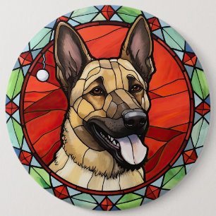 Badge Rond 15,2 Cm Noël Malinois Belge en Verre