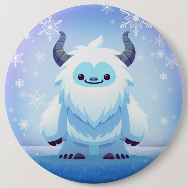 Badge Rond 15,2 Cm Noël mignon/yeti d'hiver (Devant)