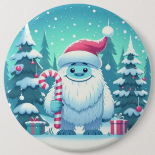 Badge Rond 15,2 Cm Noël mignon/yeti d'hiver