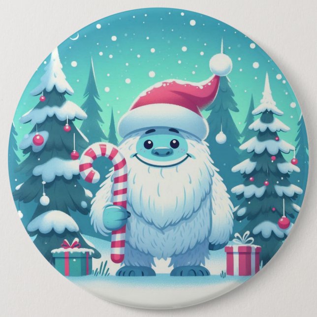 Badge Rond 15,2 Cm Noël mignon/yeti d'hiver (Devant)