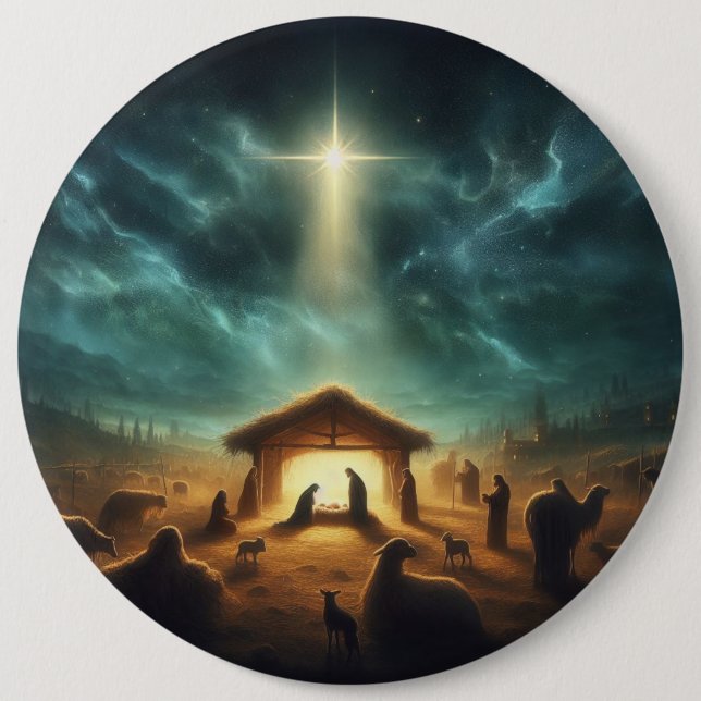 Badge Rond 15,2 Cm Noël/Nativité/Jésus (Devant)