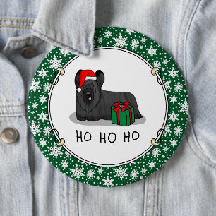 Badge Rond 15,2 Cm Noël Père Noël Casquette Skye Terrier (noir)