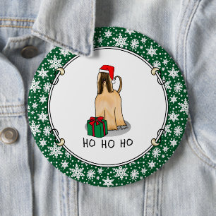 Badge Rond 15,2 Cm Noël Père Noël Chapeau Afghan Hound Chien Fawn mig