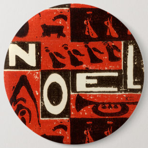 Badge Rond 15,2 Cm Noel Rouge