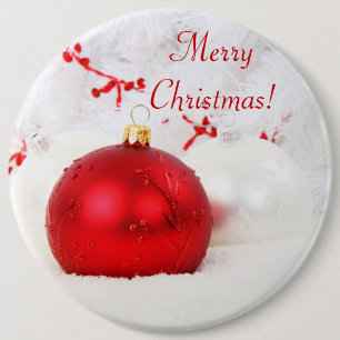 Badge Rond 15,2 Cm Noël Rouge et blanc Joyeux Noël