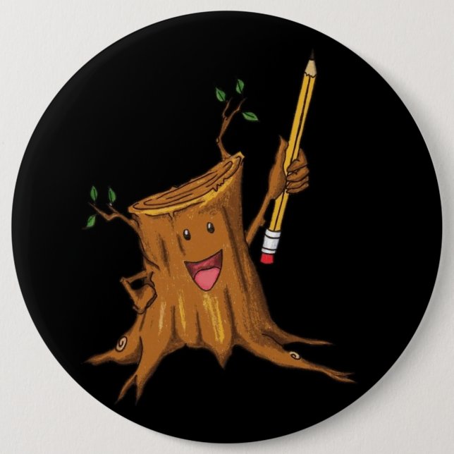 Badge Rond 15,2 Cm Noir (colossal) courtaud de bouton (Devant)