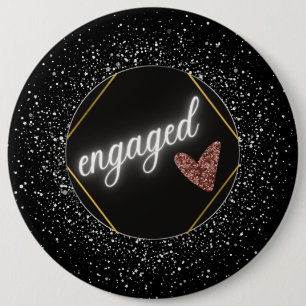Badge Rond 15,2 Cm Noir et argent glam engagé