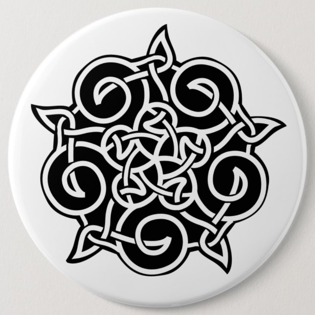 Badge Rond 15,2 Cm Noir Et Blanc Celtique (Devant)