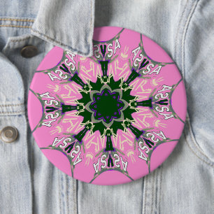 Badge Rond 15,2 Cm Noir et rose Design floral mode mignon