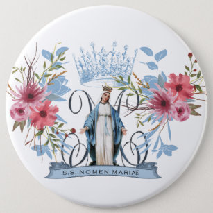 Badge Rond 15,2 Cm Nom de Marie Vierge religieuse Mère Florale