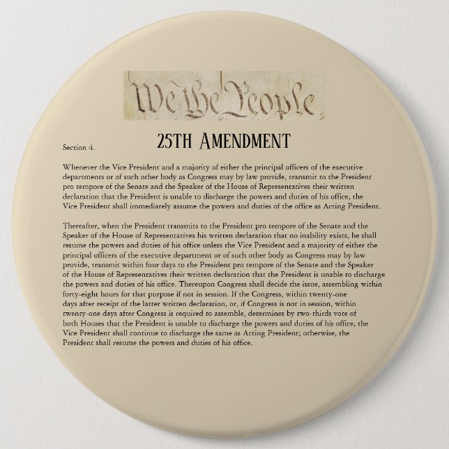 Badge Rond 15,2 Cm Nous le peuple 25ème amendement Constitution Résis (Devant)