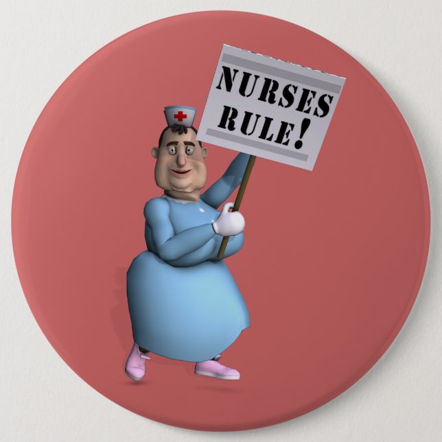 Badge Rond 15,2 Cm Nurses Rule! (Devant)