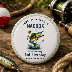 Badge Rond 15,2 Cm O-Fish-Ally Deux Anniversaire de 2 ans de pêche