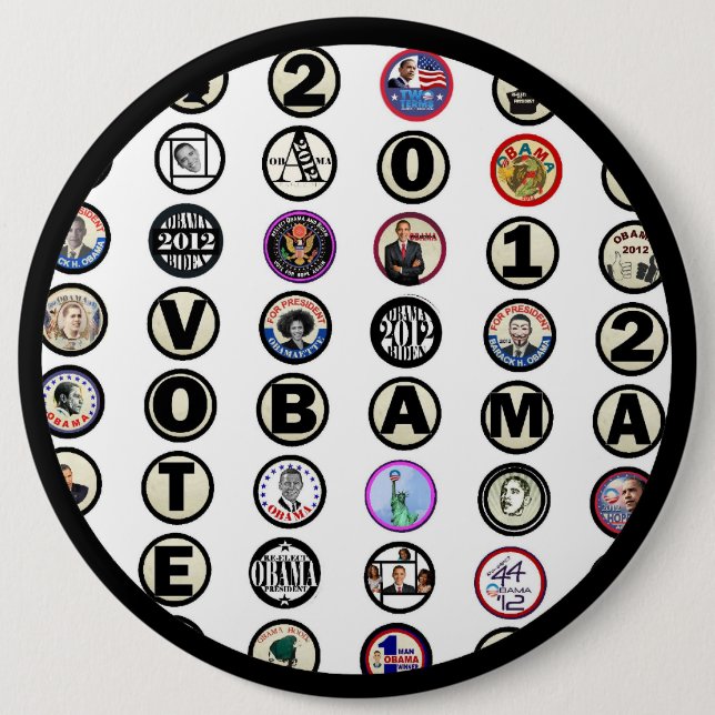Badge Rond 15,2 Cm Obama multibroche (Devant)
