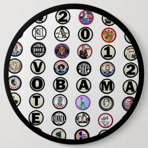 Badge Rond 15,2 Cm Obama multibroche