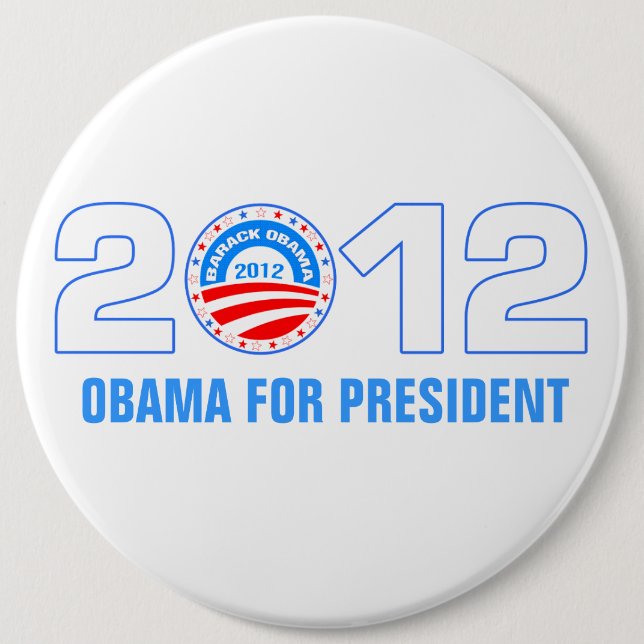Badge Rond 15,2 Cm Obama pour le président 2012 (Devant)