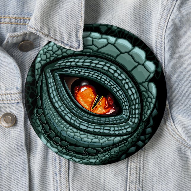 Badge Rond 15,2 Cm Œil de prédateur reptile primal (En situation)