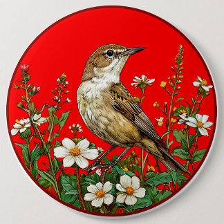 Badge Rond 15,2 Cm Oiseau roux