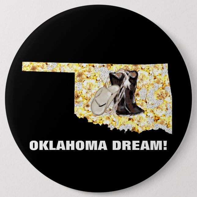 BADGE ROND 15,2 CM OKLAHOMA RÊVE ! (Devant)