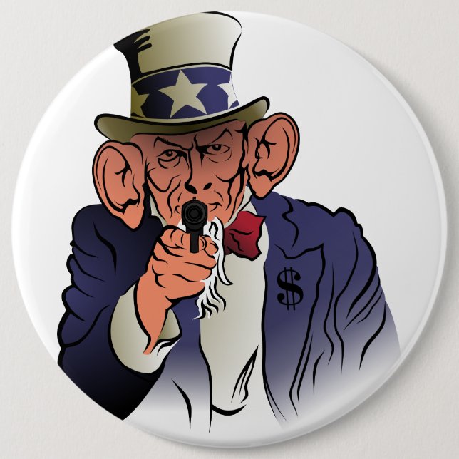 Badge Rond 15,2 Cm Oncle Sam en couleur (Devant)