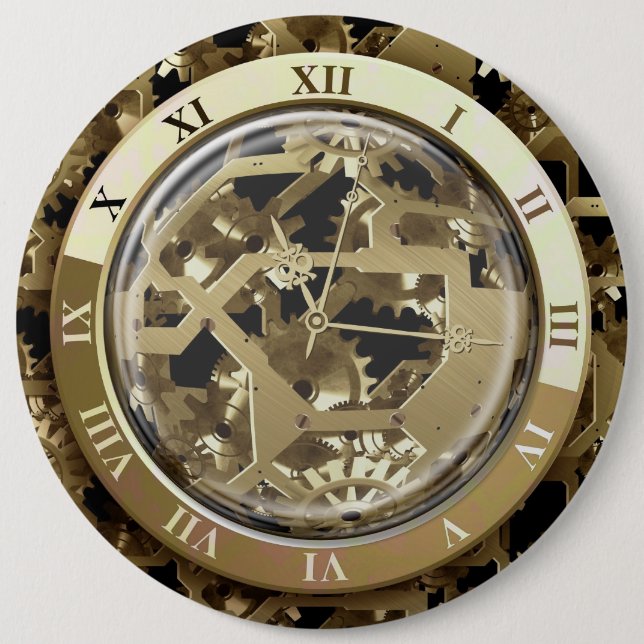 Badge Rond 15,2 Cm Options des boutons Clockwork 6A (Devant)