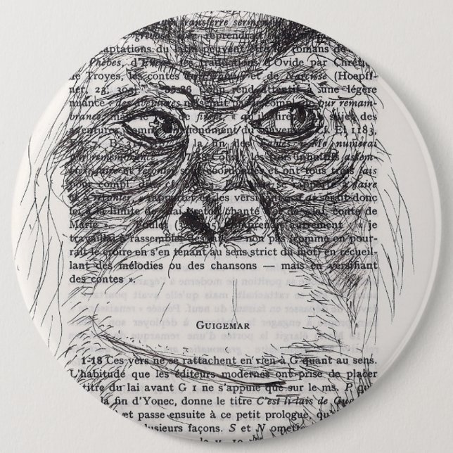 Badge Rond 15,2 Cm Orangutan Drawing for Monkey Year 2016 Button (Devant)
