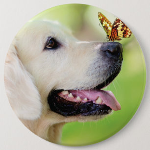 Badge Rond 15,2 Cm Oreiller À Lancer Du Labrador Et Du Papillon