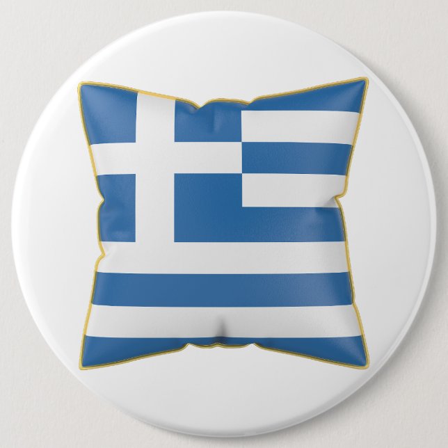 Badge Rond 15,2 Cm Oreiller avec le drapeau de la Grèce (Devant)