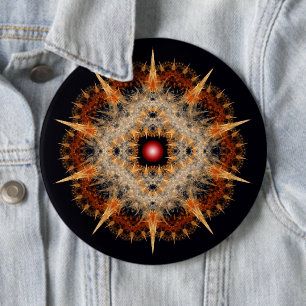 Badge Rond 15,2 Cm Ornement étoile barbelée fractale