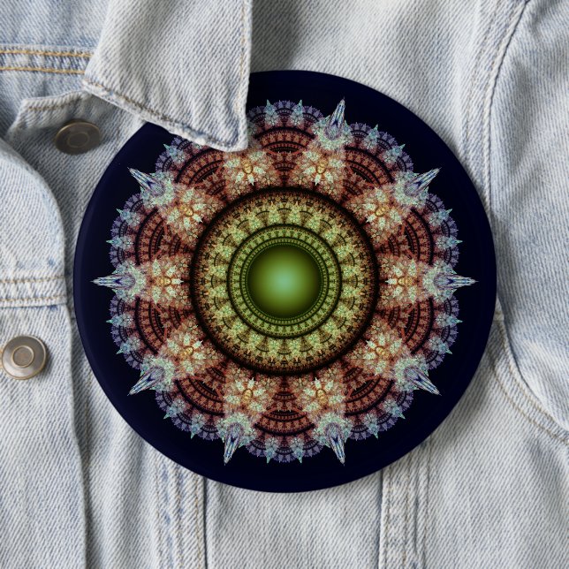 Badge Rond 15,2 Cm Ornement oriental splendide fractal (En situation)