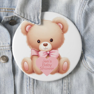 Badge Rond 15,2 Cm Ours en peluche rose