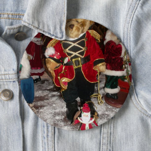 Badge Rond 15,2 Cm Ours en peluche soldat casse-noisette vintage Noël