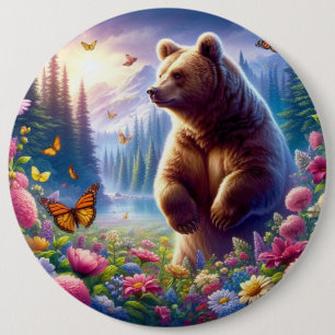 Badge Rond 15,2 Cm Ours et papillons mignons et colorés