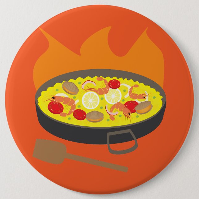 Badge Rond 15,2 Cm Paella (Devant)