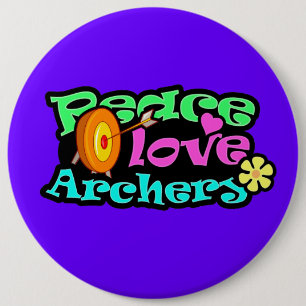 Badge Rond 15,2 Cm Paix, amour, tir à l'arc