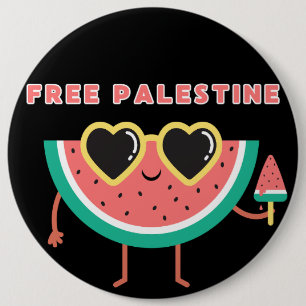 Badge Rond 15,2 Cm palestine libre Watermelon Palestine mignon coloré