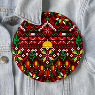 Badge Rond 15,2 Cm Palestine Tatreez Broderie traditionnelle