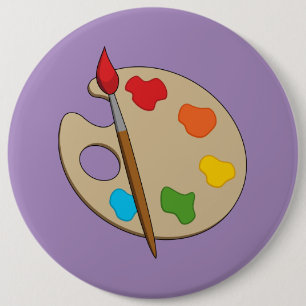 Badge Rond 15,2 Cm Palette Artiste avec pinceau